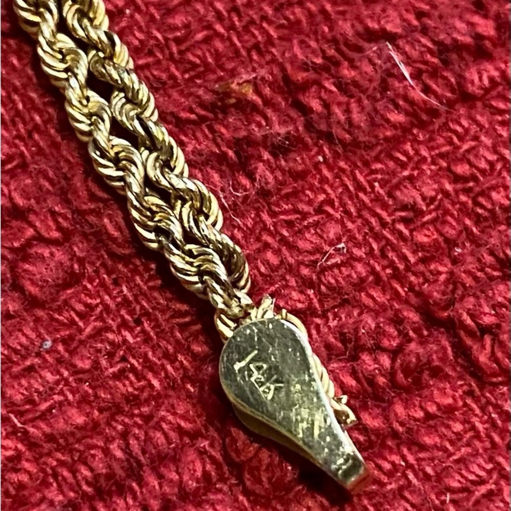 L-20:  Solid 14k YG Double Rope Bracelet- 1 loop needs reattached at clasp-